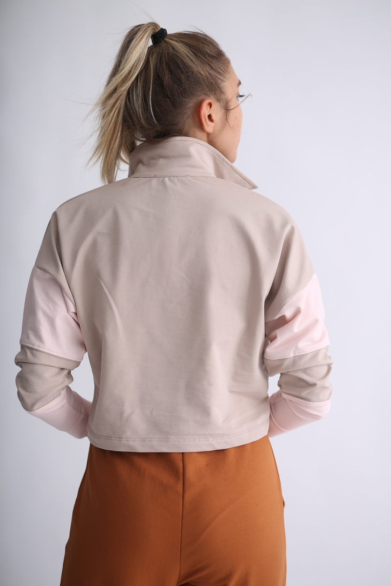 Pembe Parçalı Sweatshirt 1013