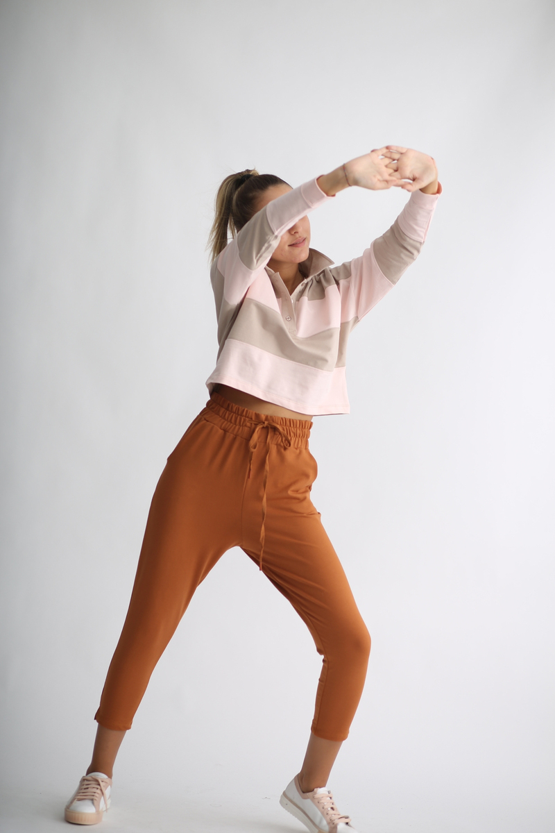 Pembe Parçalı Sweatshirt 1013