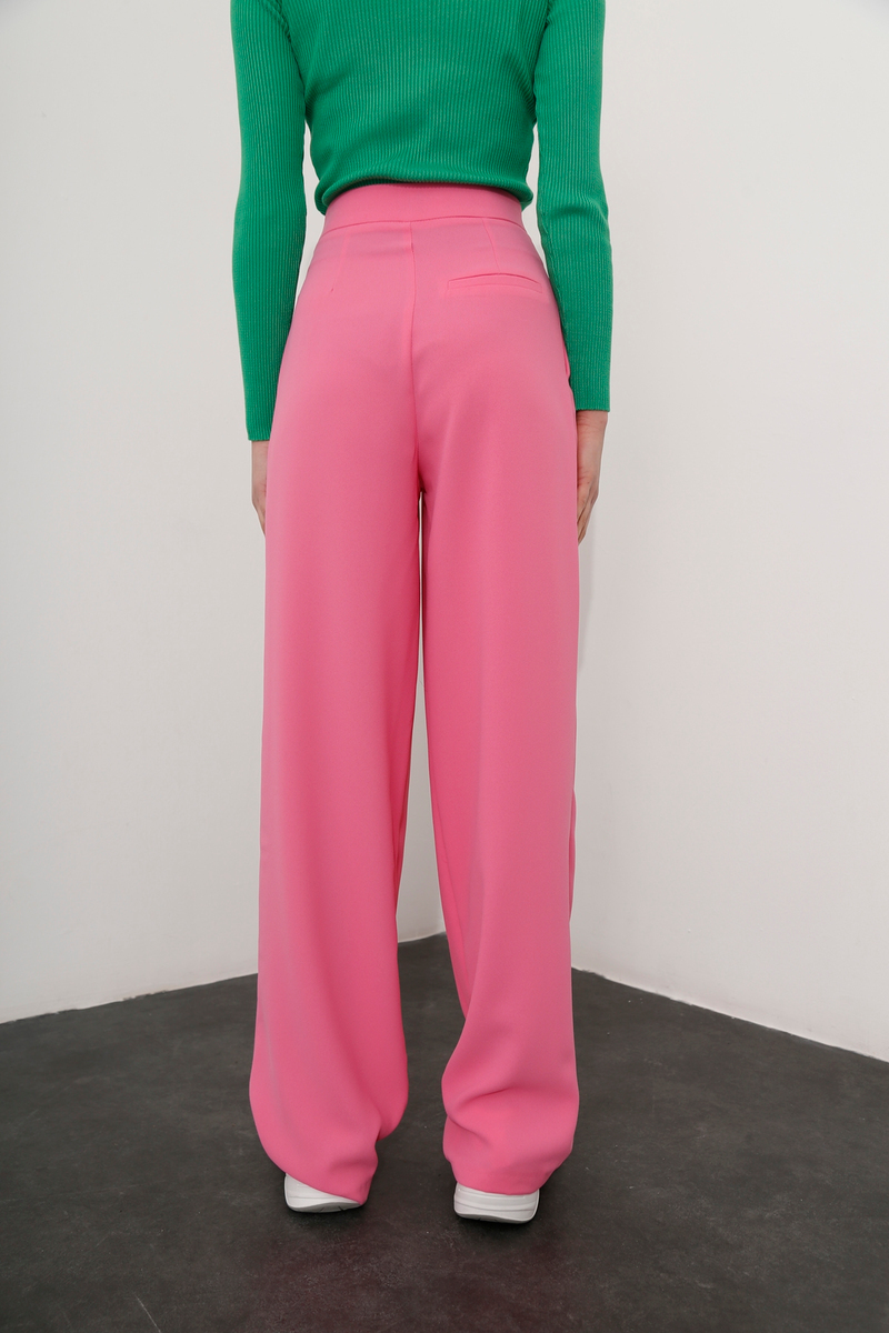 Pembe Pile Detaylı Krep Pantolon 1463