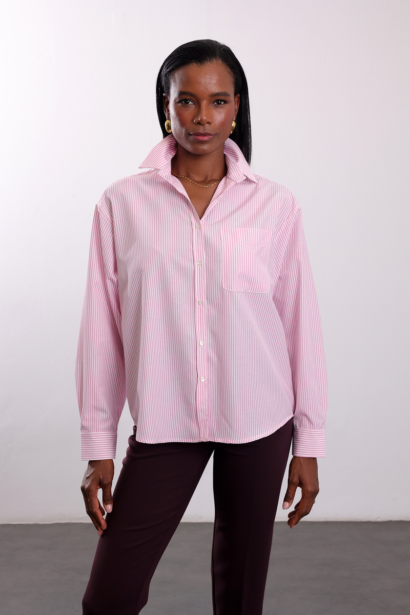 Pembe Rafhael Oxford Çizgili Gömlek 