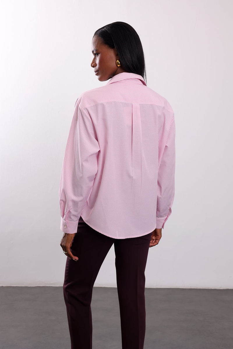 Pembe Rafhael Oxford Çizgili Gömlek 