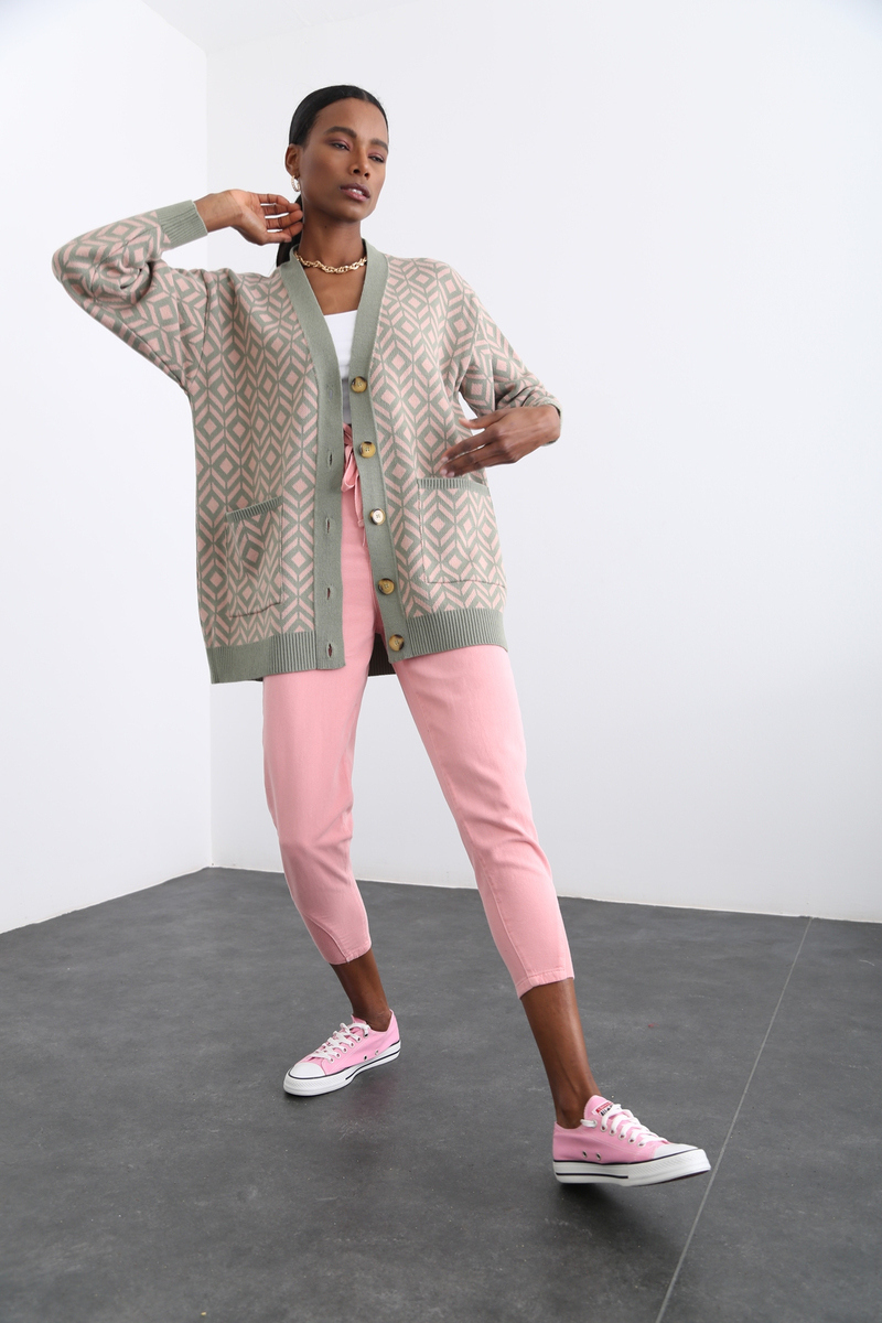 Pembe Ribana Detaylı Pantolon 4489