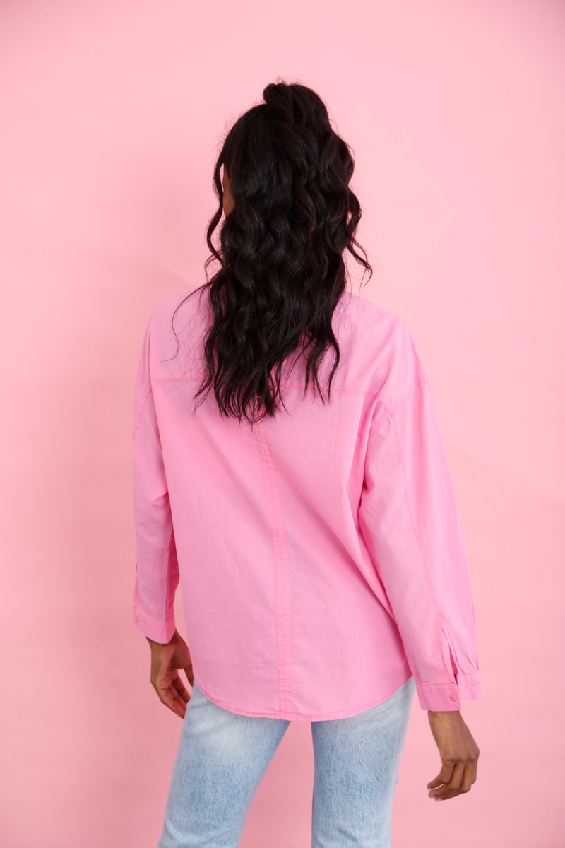 Pembe Sırt Detaylı Oversize Gömlek 4100