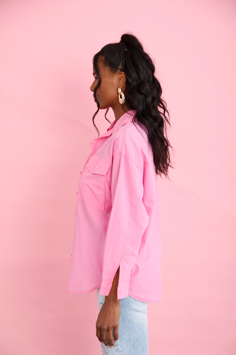 Pembe Sırt Detaylı Oversize Gömlek 4100