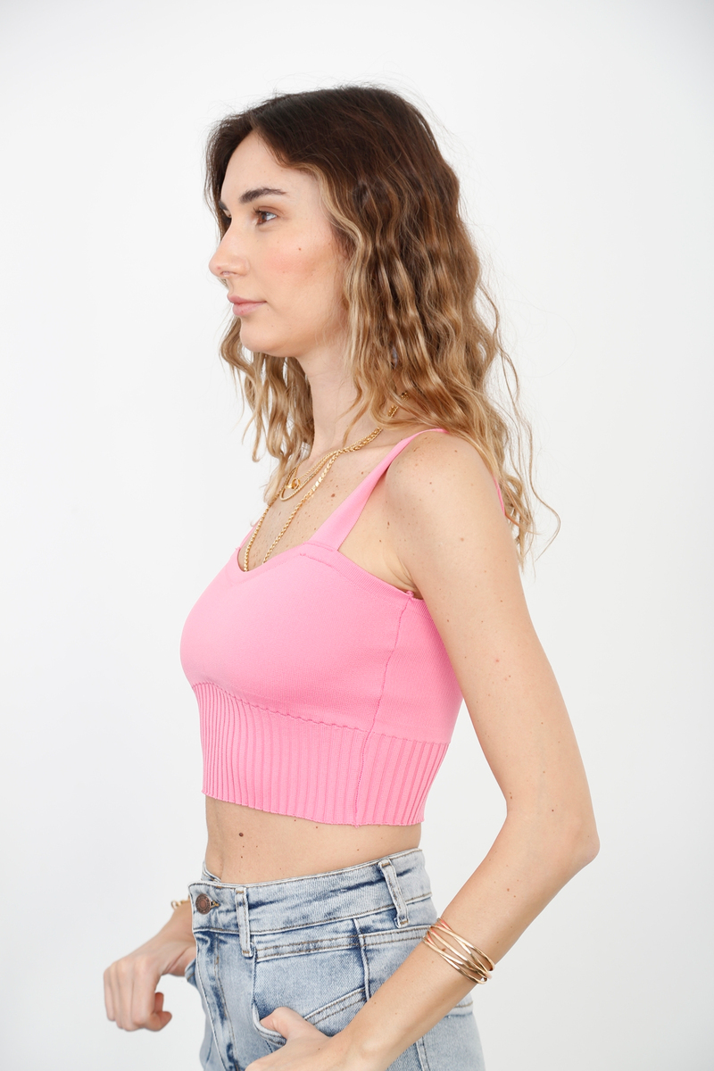 Pembe Triko Crop Atlet 