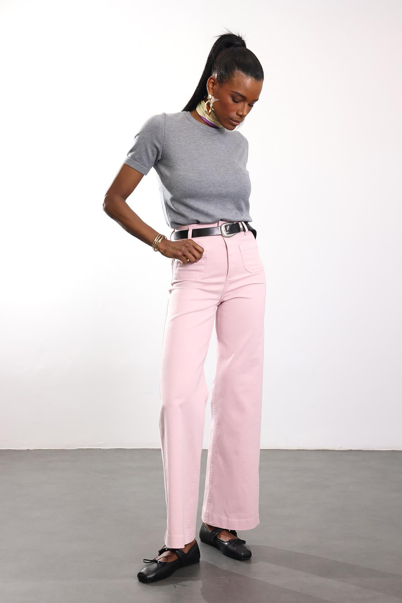 Pembe Yama Cepli Tam Boy Jean 