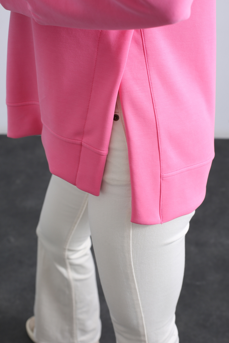 Pembe Yanı Yırtmaçlı Sweatshirt 