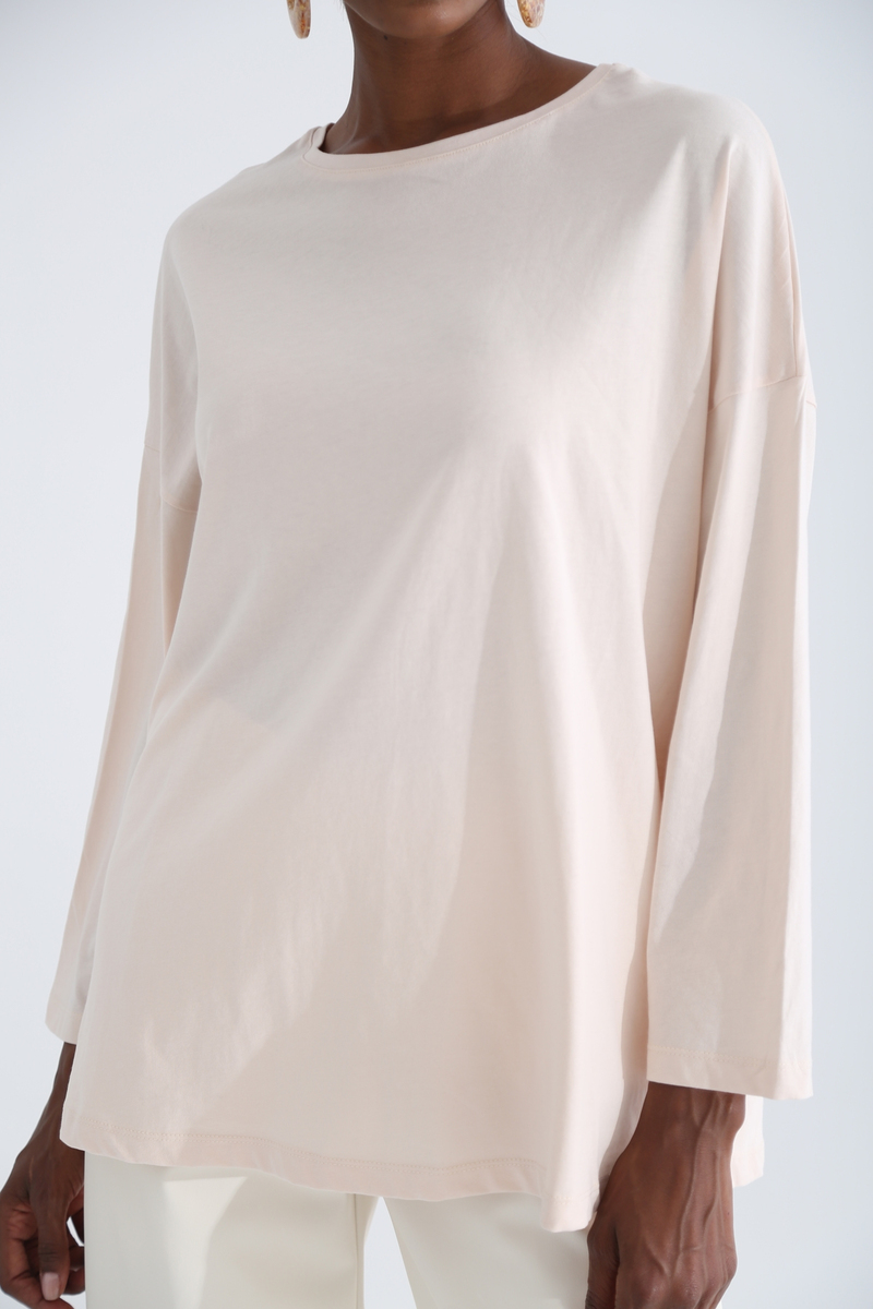 Pudra Uzun Kol Basic Tshirt 0106