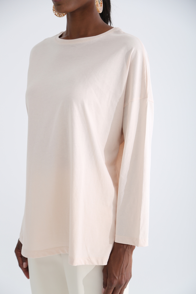 Pudra Uzun Kol Basic Tshirt 0106