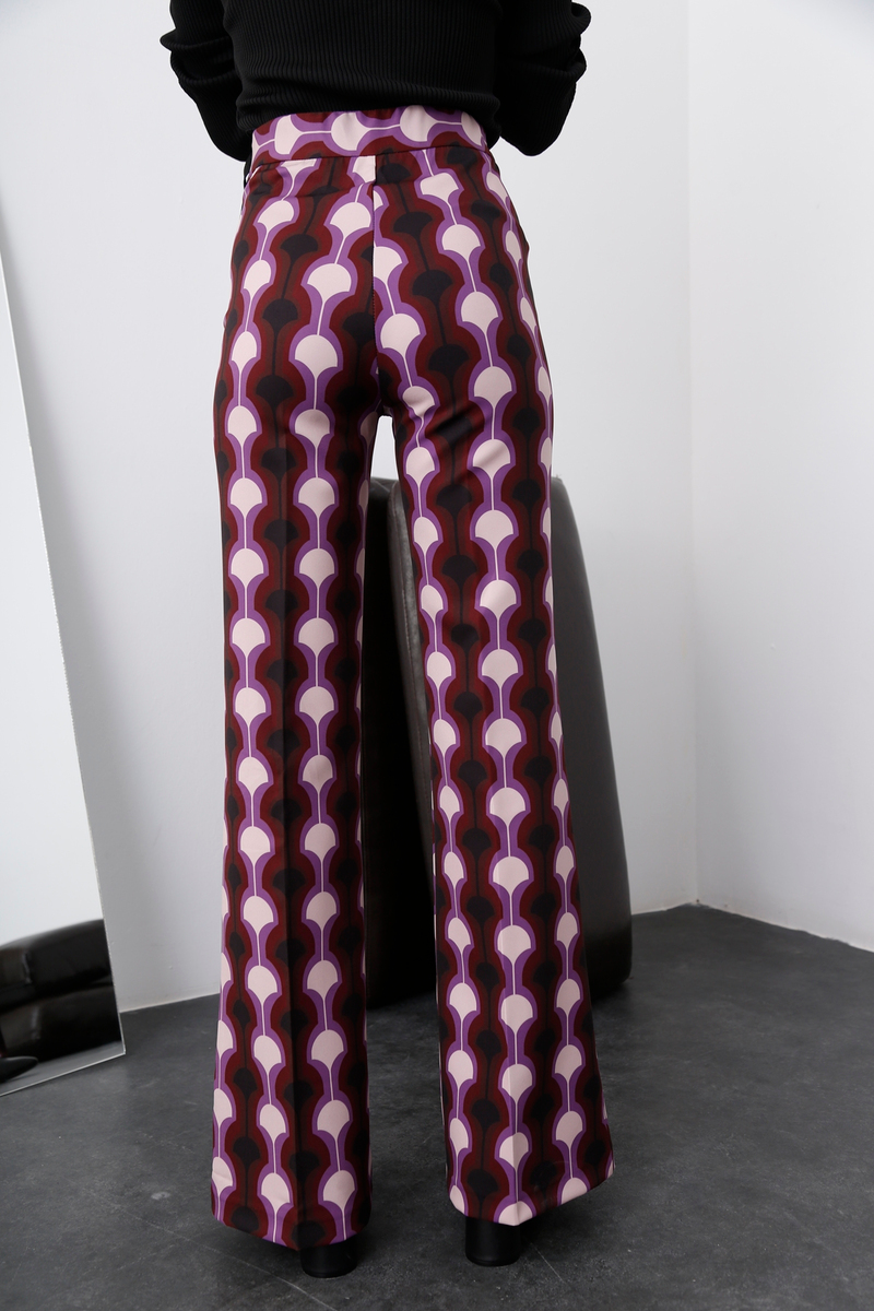 Renkli Retro Desen Pantolon 1476