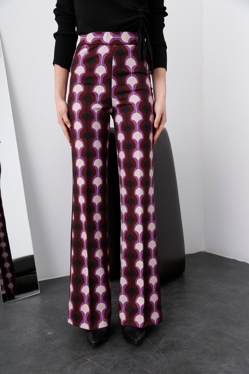 Renkli Retro Desen Pantolon 1476