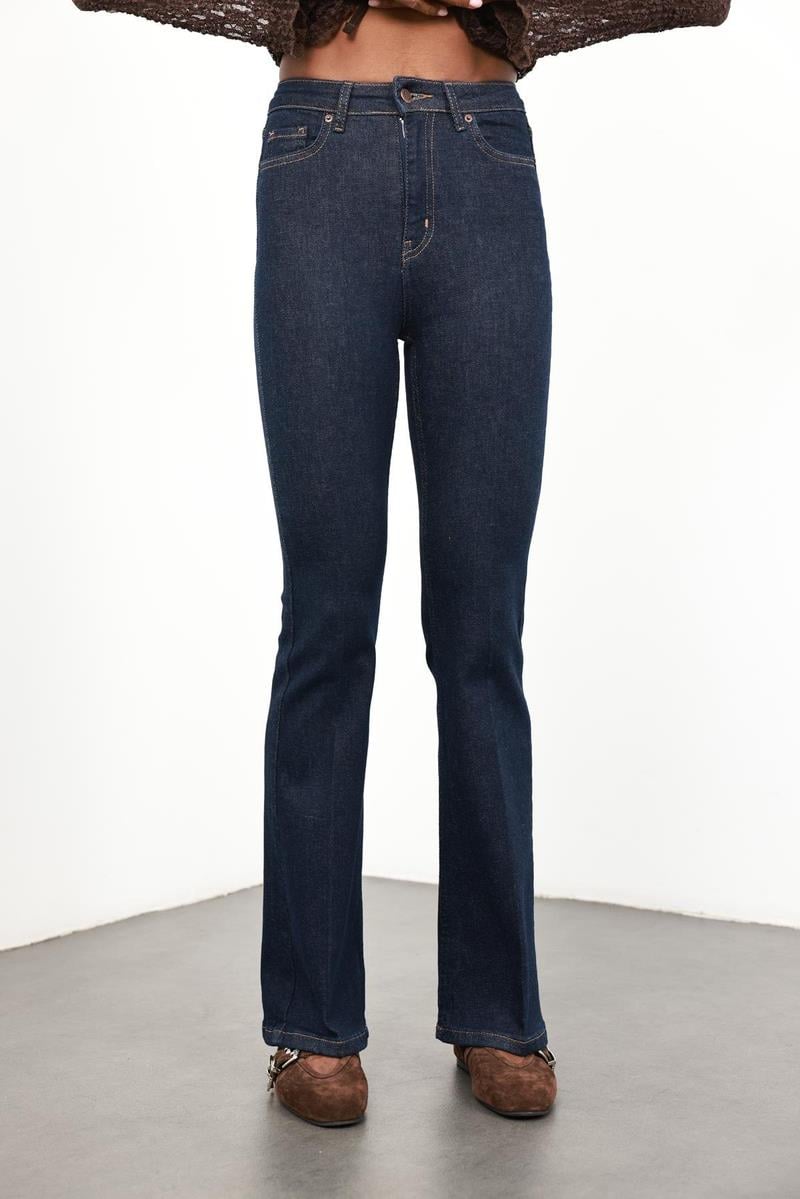 Rins Yıkamalı Full Likra Toparlayan Flare Jean 7578