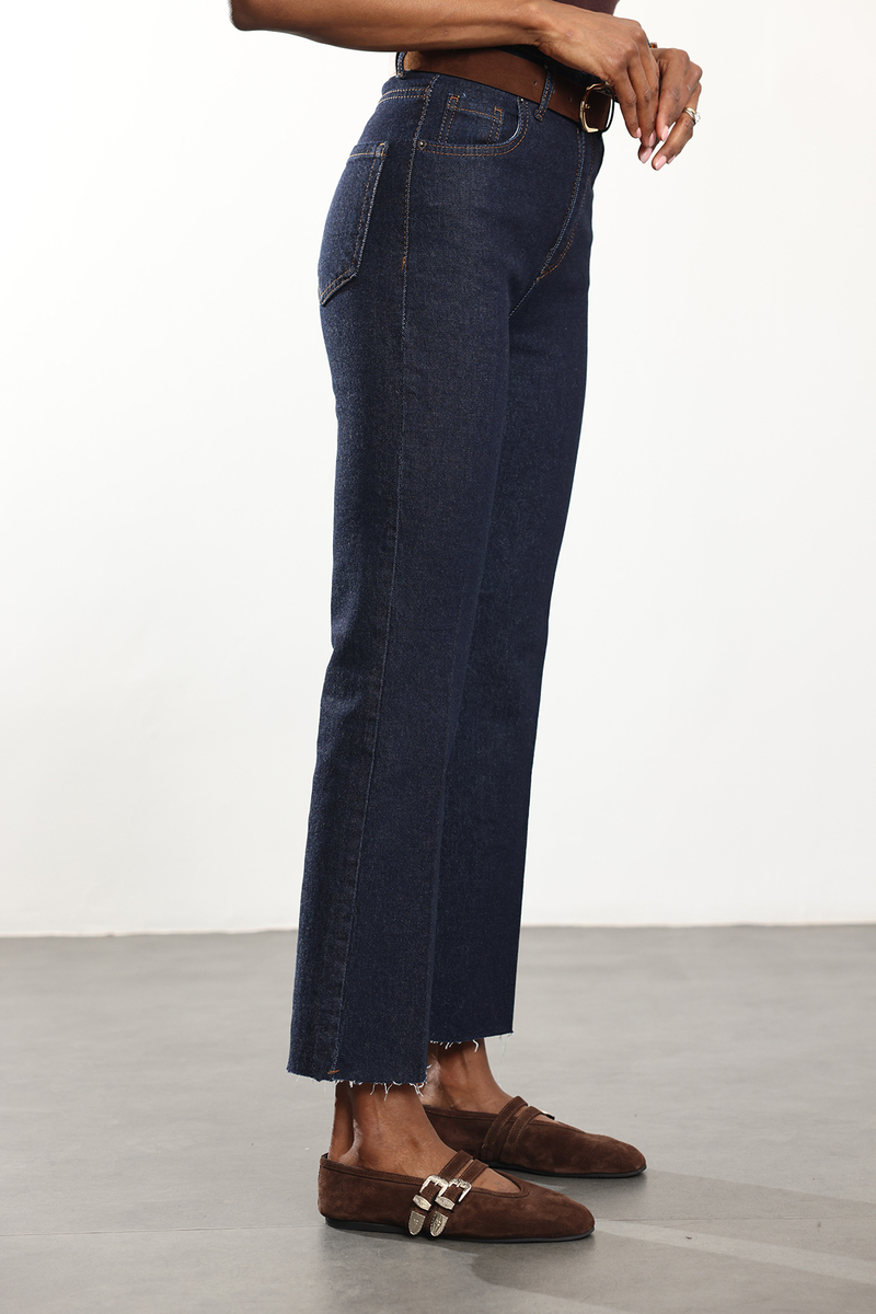 Rins Yıkamalı Kemerli Mini Flare Jean 2005