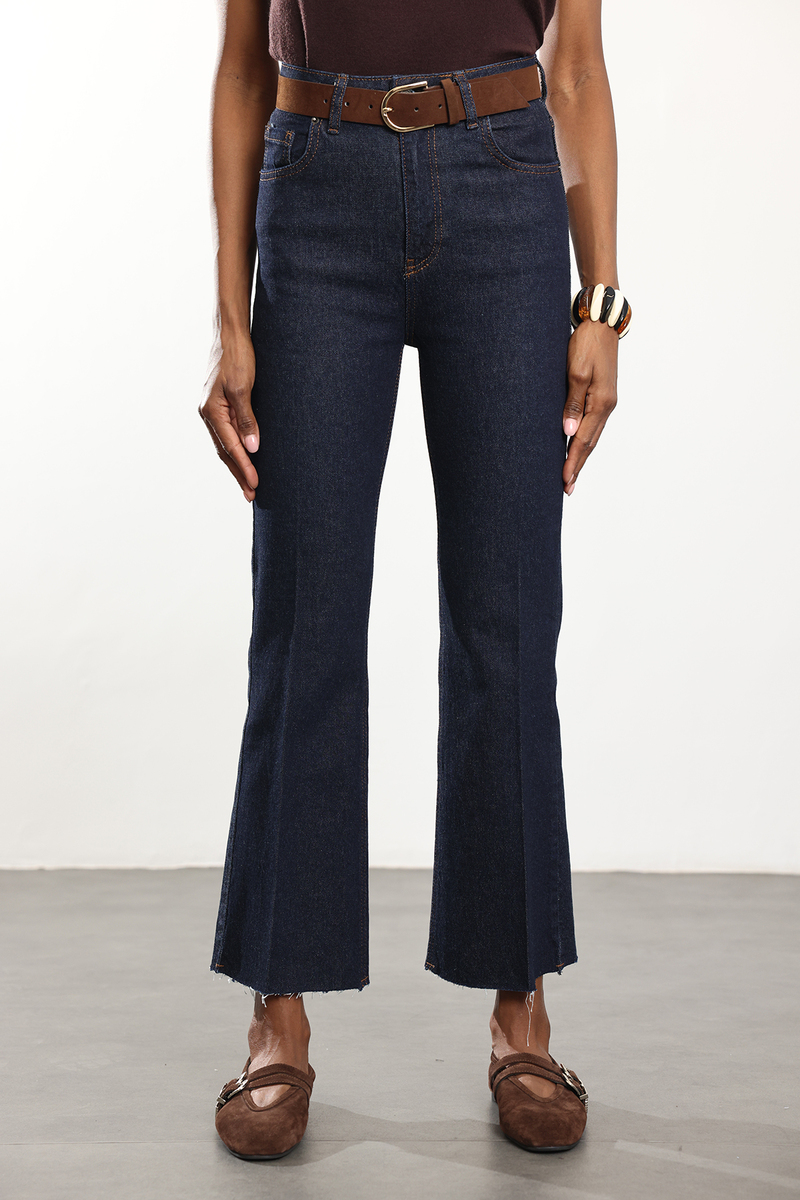 Rins Yıkamalı Kemerli Mini Flare Jean 2005