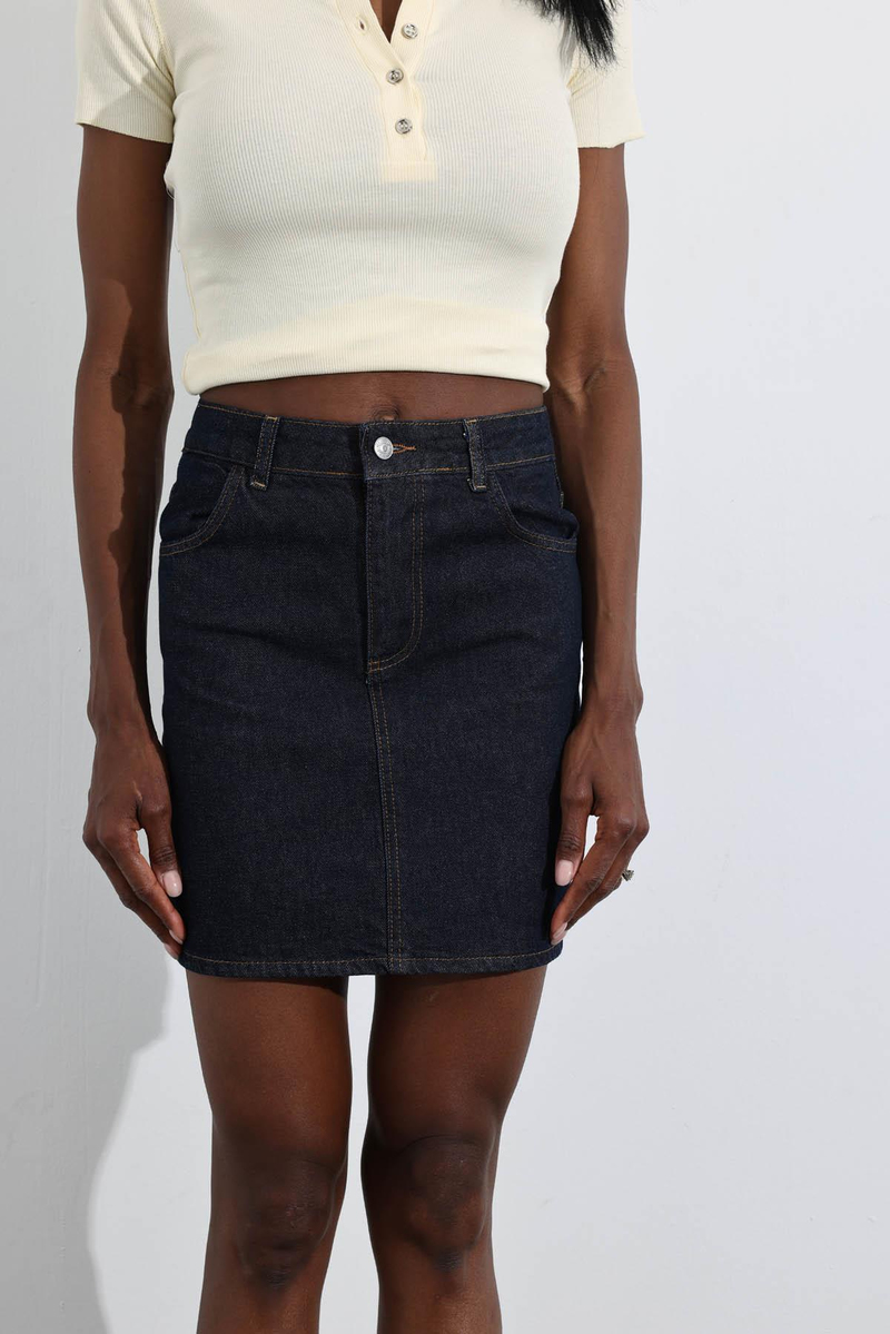 Rins Yıkamalı Mini Denim Etek 0257