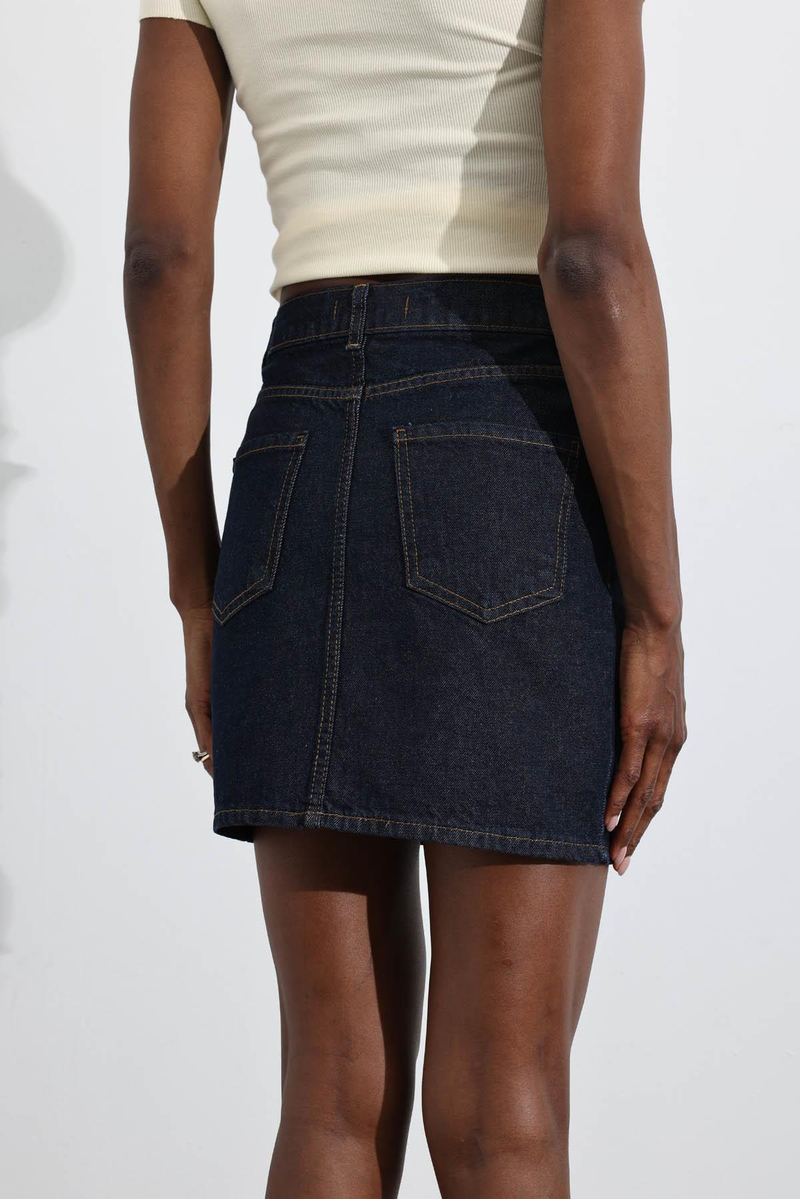 Rins Yıkamalı Mini Denim Etek 0257