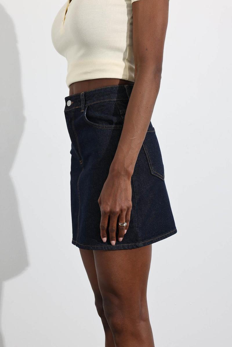 Rins Yıkamalı Mini Denim Etek 0257