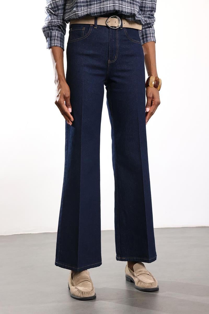 Rins Yıkamalı Yüksek Bel Wide Leg Jean 