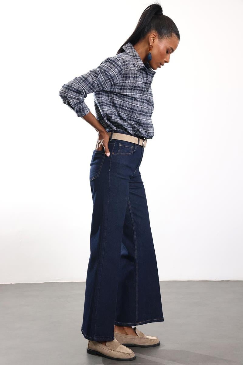 Rins Yıkamalı Yüksek Bel Wide Leg Jean 
