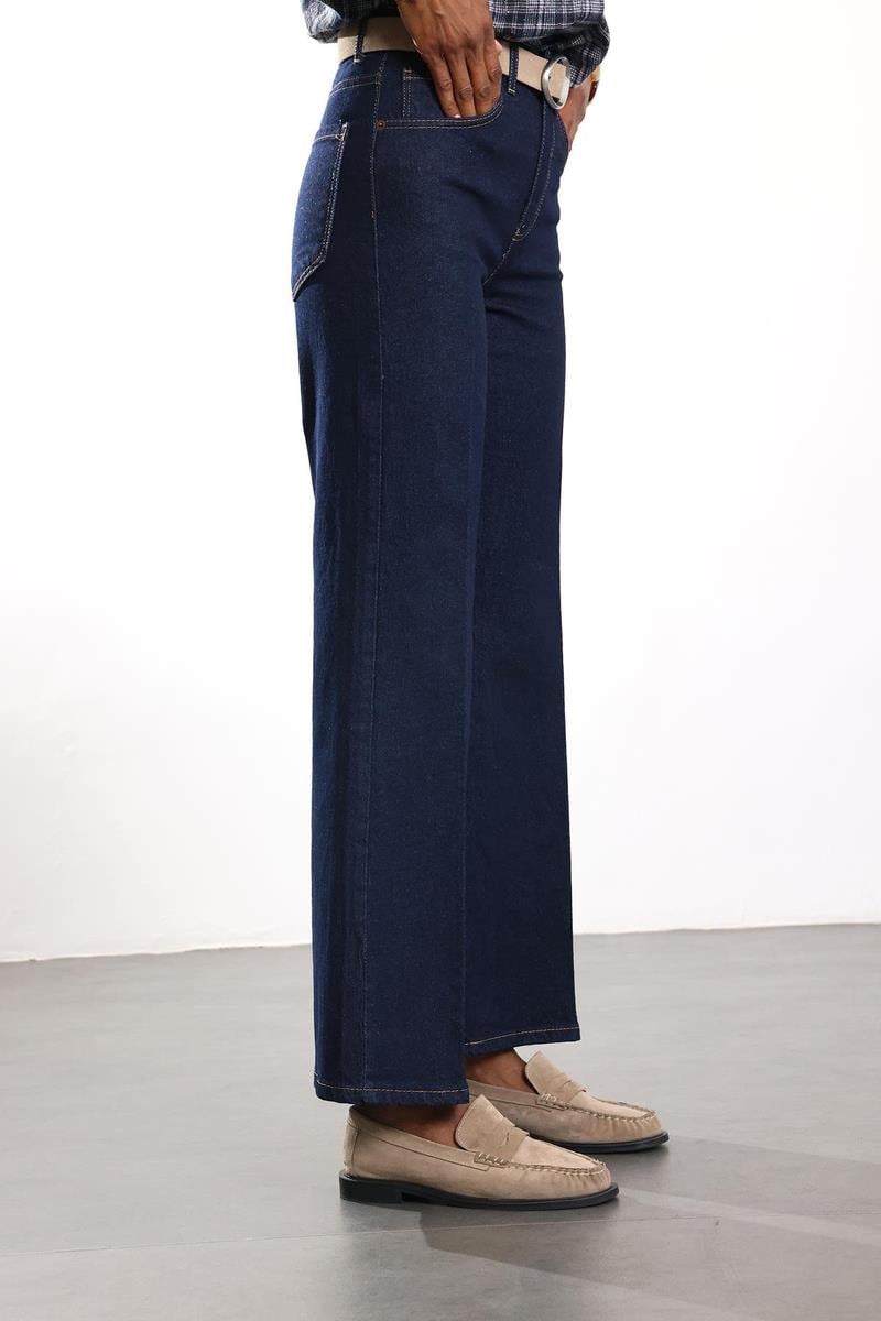 Rins Yıkamalı Yüksek Bel Wide Leg Jean 