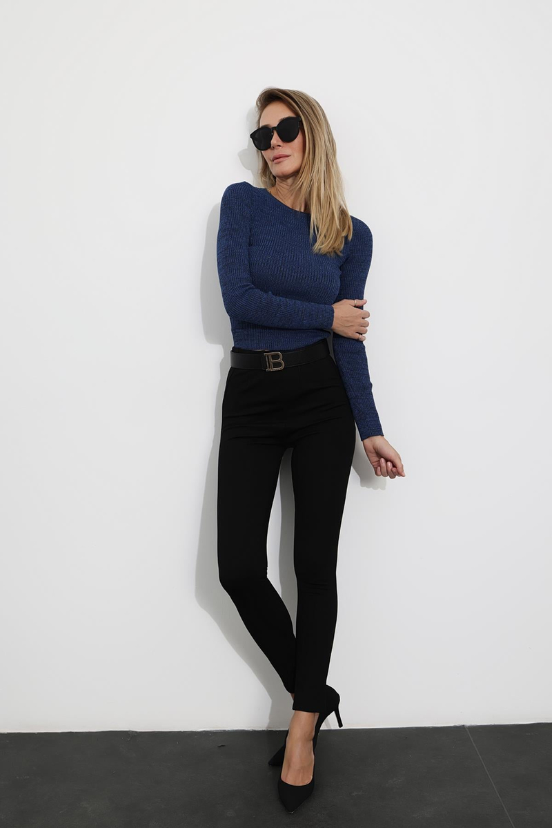 Saks Bisiklet Yaka Basic Triko 