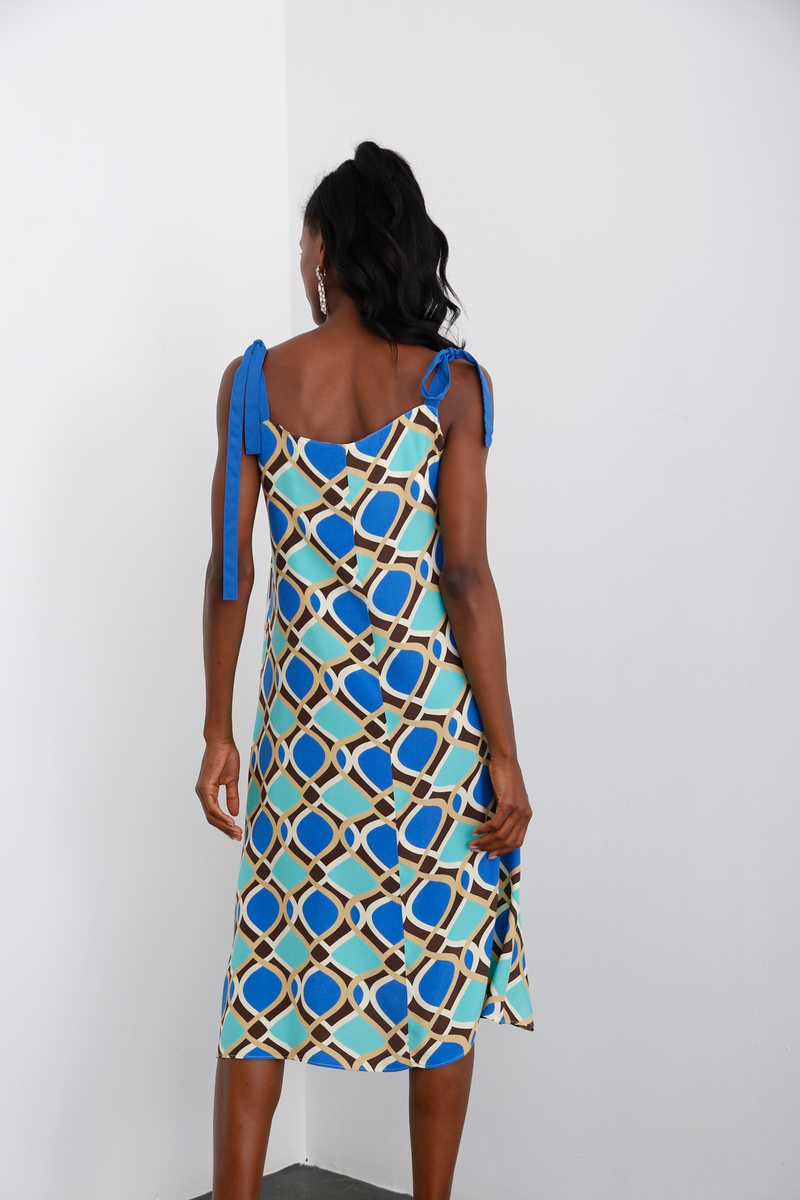 Saks Geometrik Desenli Elbise 0374