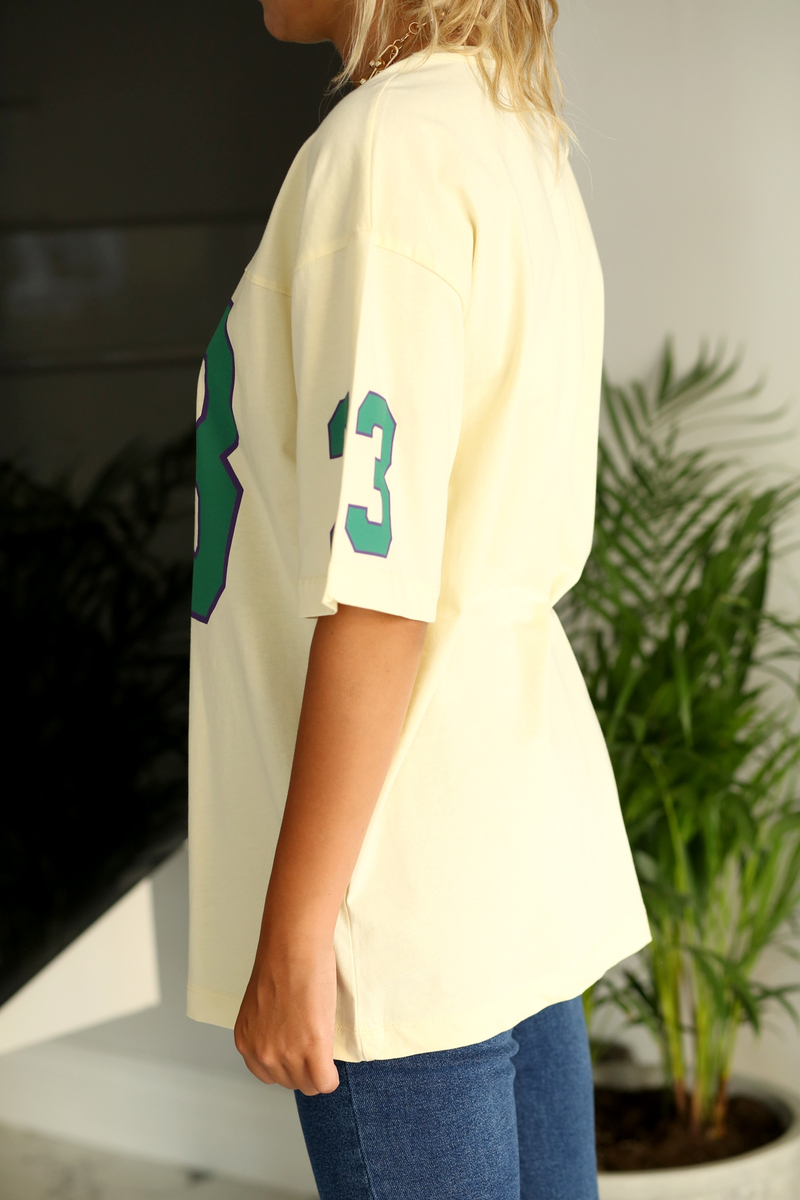 Sarı 23 Baskılı Oversize Tshirt 