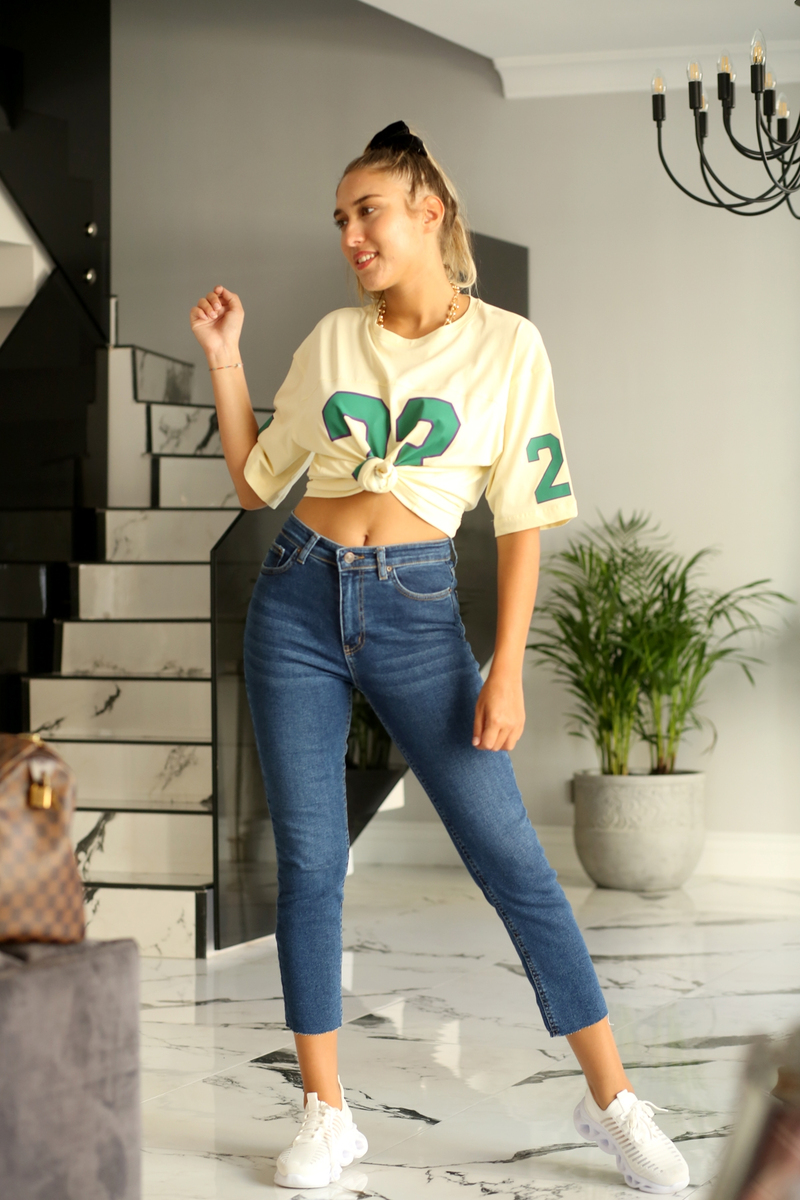 Sarı 23 Baskılı Oversize Tshirt 