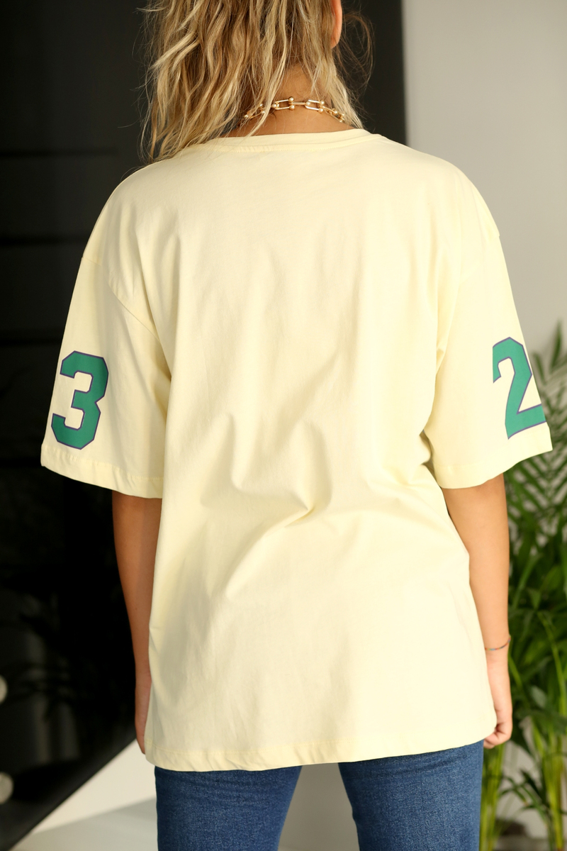 Sarı 23 Baskılı Oversize Tshirt 