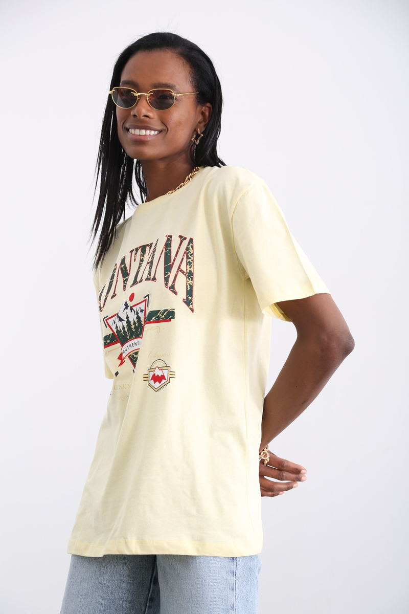 Sarı Montana Baskılı Tshirt 3400