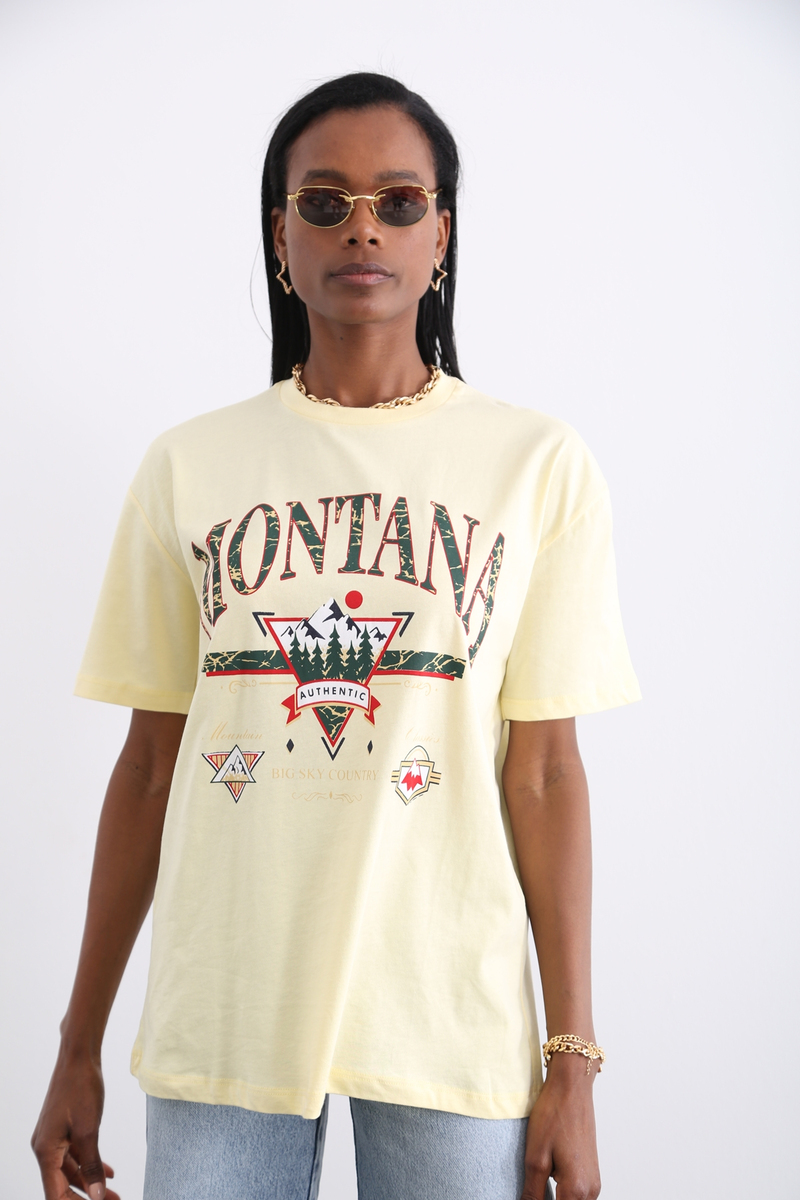 Sarı Montana Baskılı Tshirt 3400
