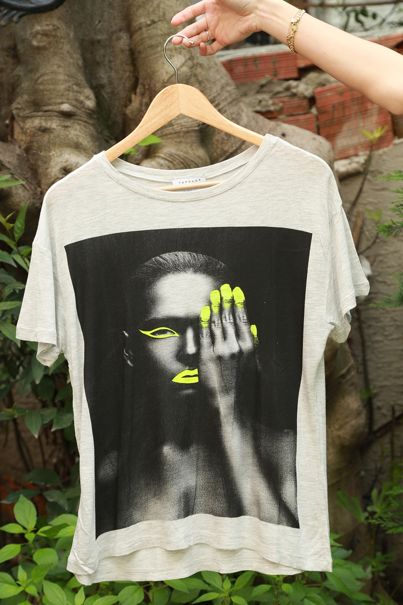 Sarı Neon Baskılı Tshirt
