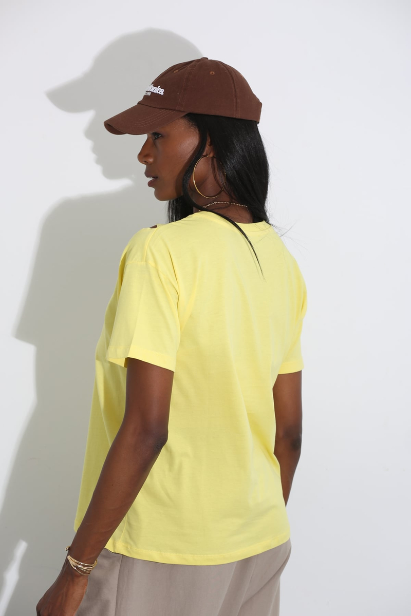 Sarı Omuz Dekolteli Tshirt 210088