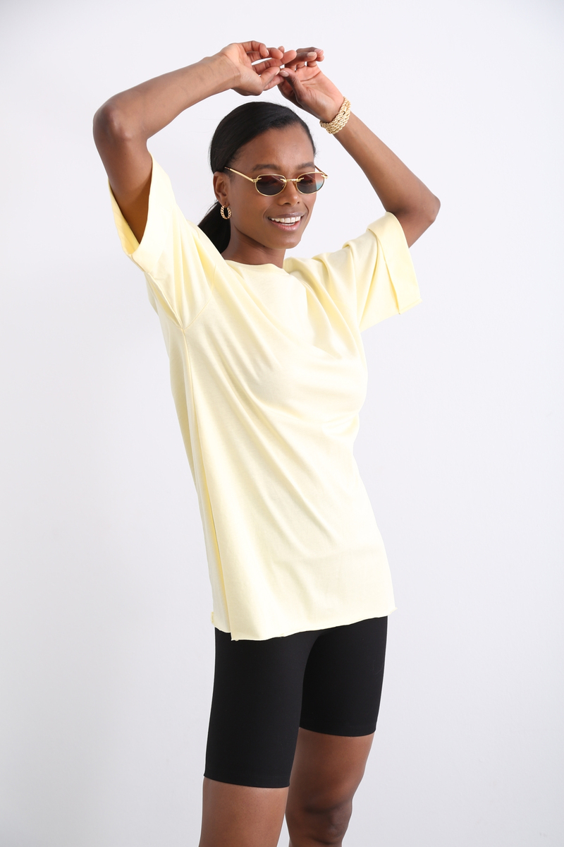 Sarı Yırtmaçlı Duble Kol Tshirt 3285