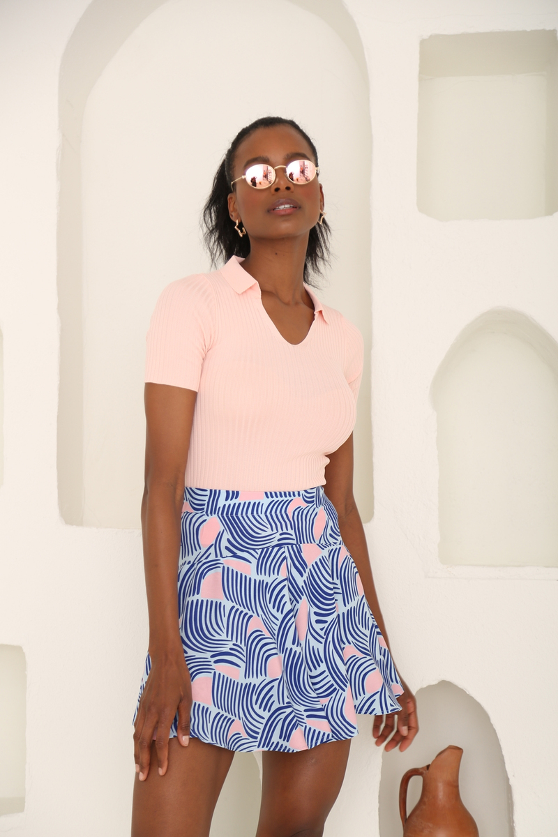 Şeker Pembe Polo Yaka Fitilli Tshirt 2103