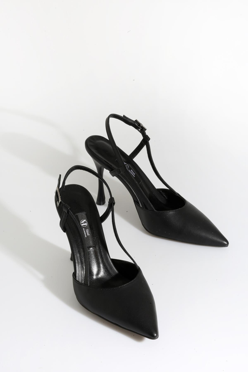 Siyah 9 Cm Arkası Açık Stiletto 38451