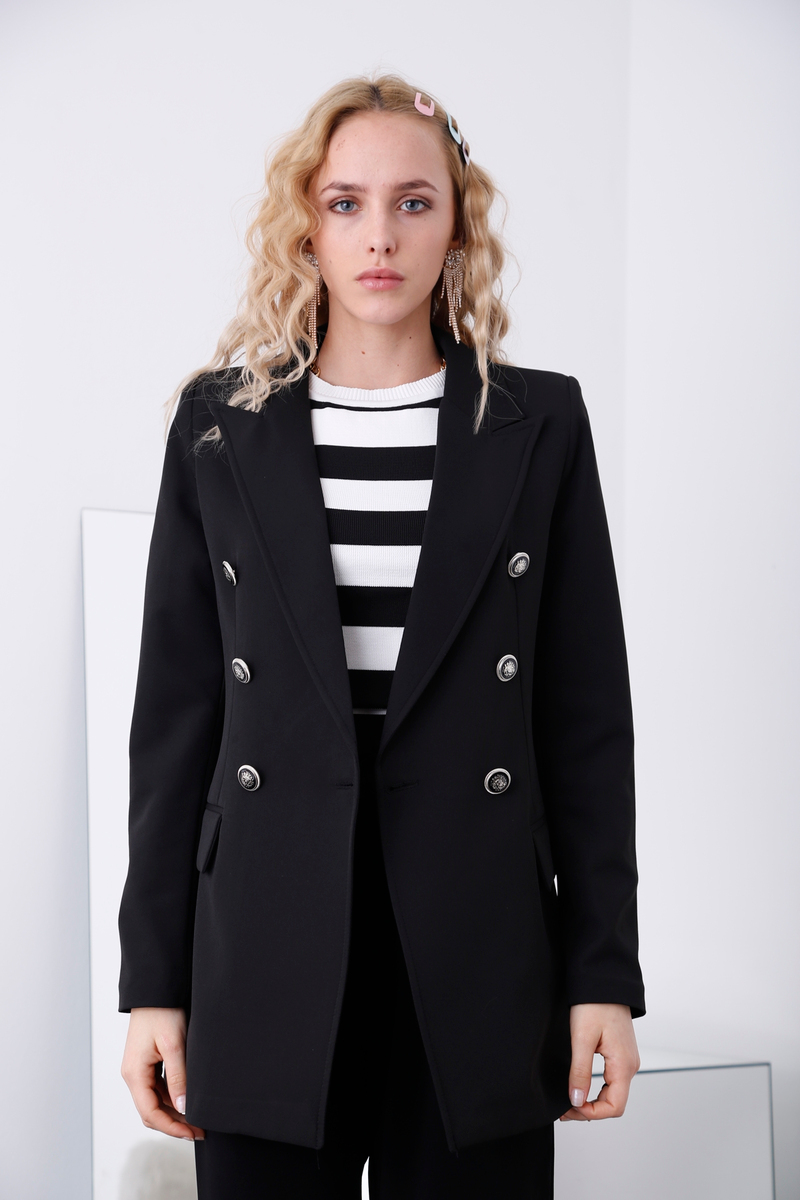 Siyah Altı Düğme Blazer Ceket 3112-37