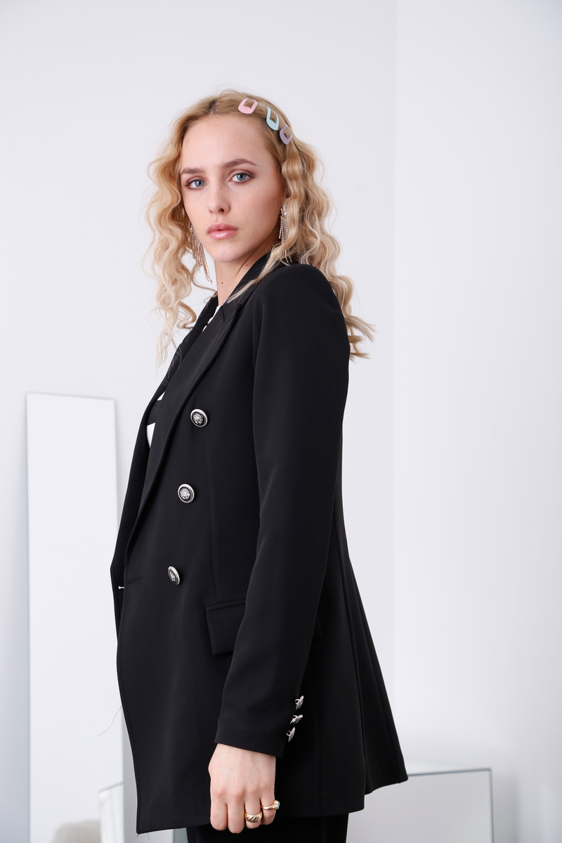 Siyah Altı Düğme Blazer Ceket 3112-37