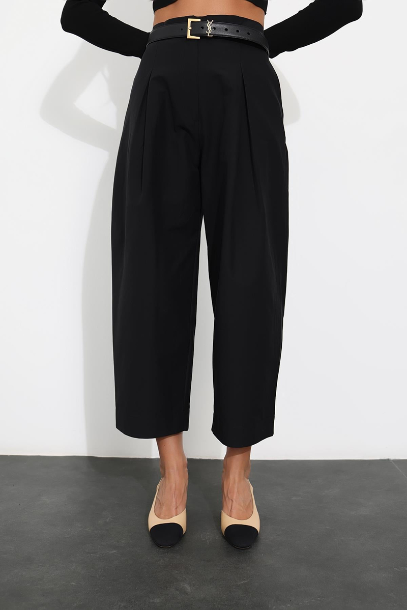 Siyah Arka Beli Lastikli Şalvar Pantolon 231552