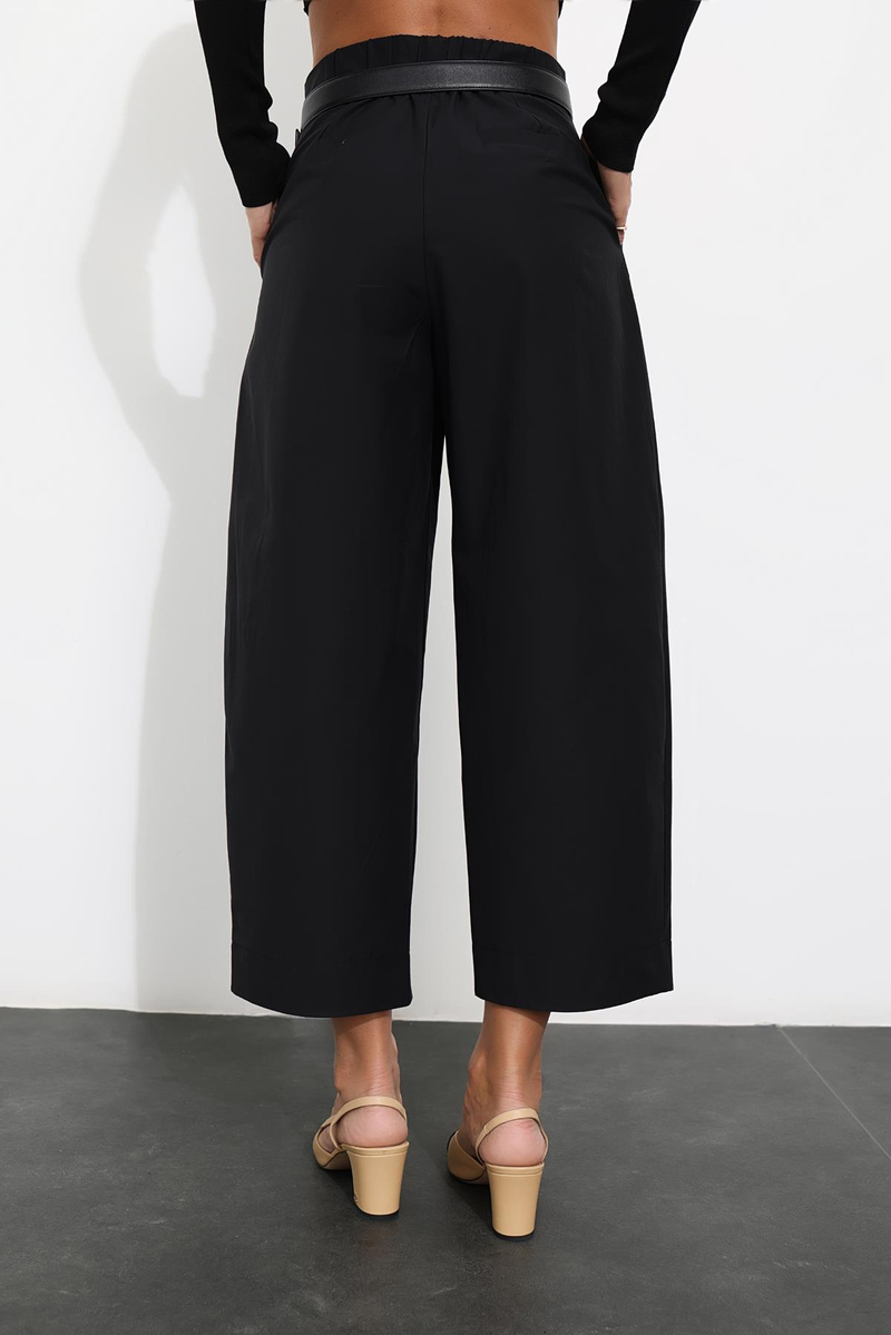 Siyah Arka Beli Lastikli Şalvar Pantolon 231552