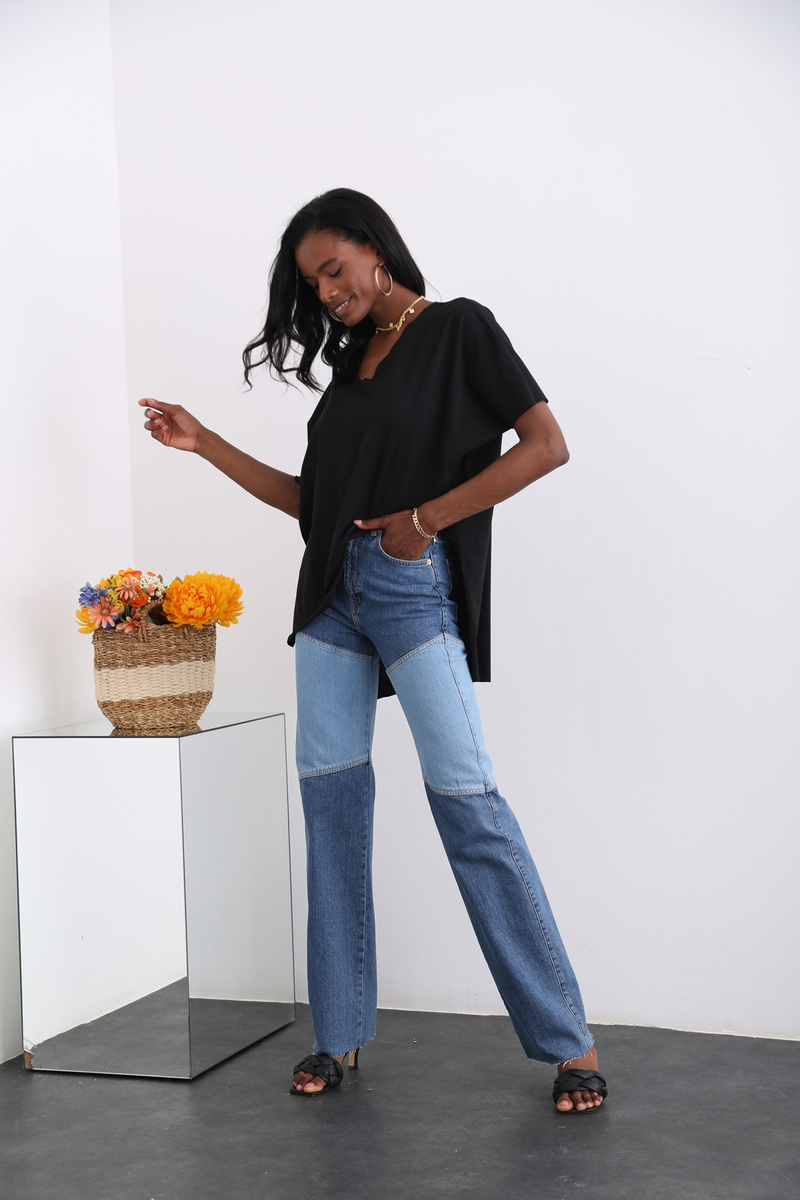 Siyah Arkası Uzun Oversize Tshirt 2203