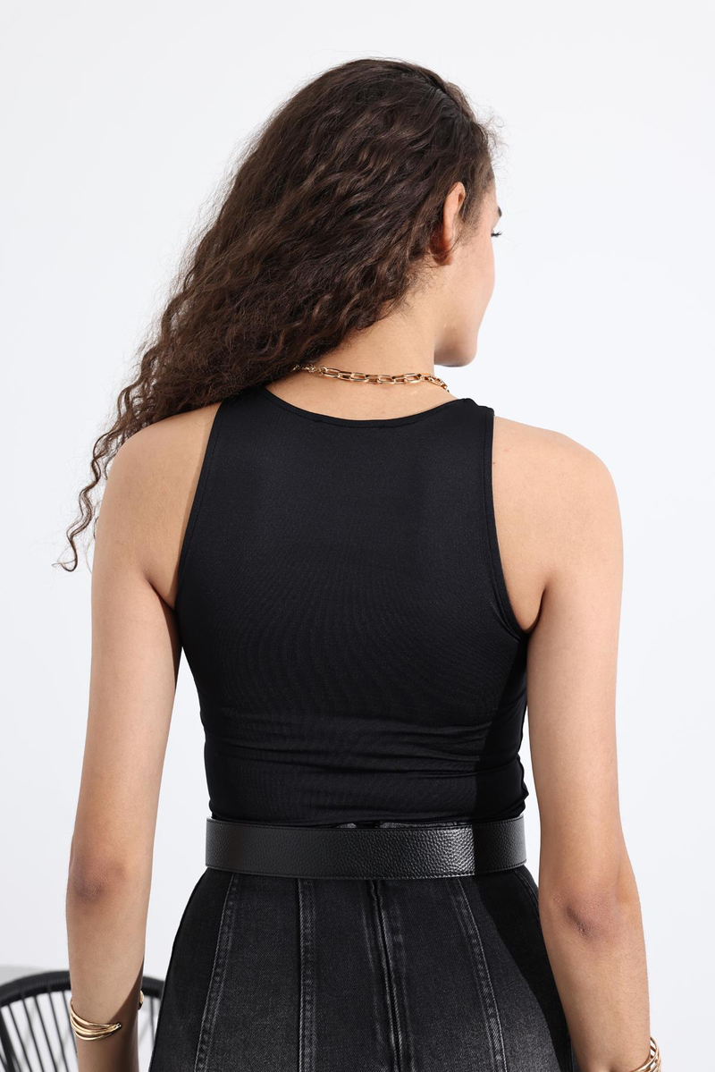 Siyah Askılı Bodysuit 