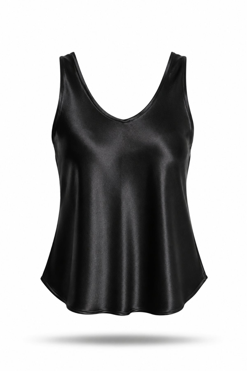 Siyah Askılı Saten Bluz 3338