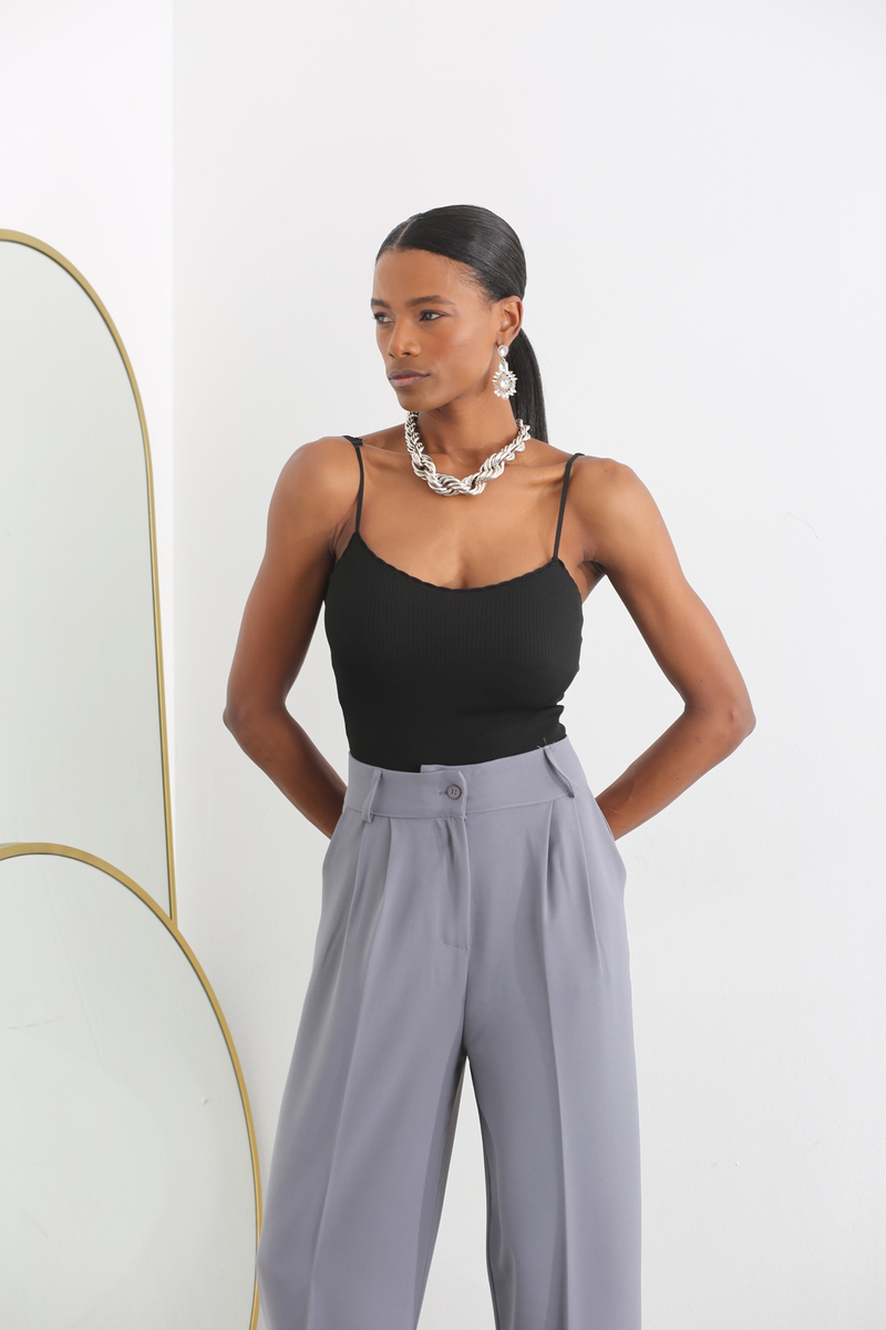 Siyah Ayarlanabilir Askılı Bodysuit 83079
