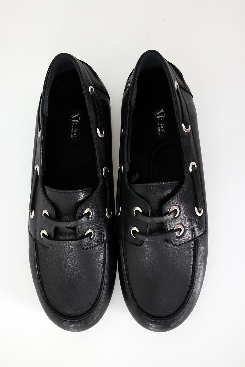 Siyah Bağcıklı Deri Makosen 24171