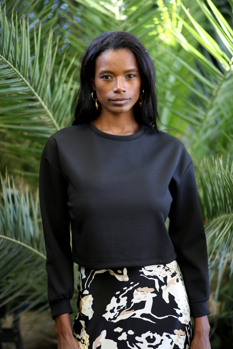 Siyah Basic Crop Sweatshirt 25515