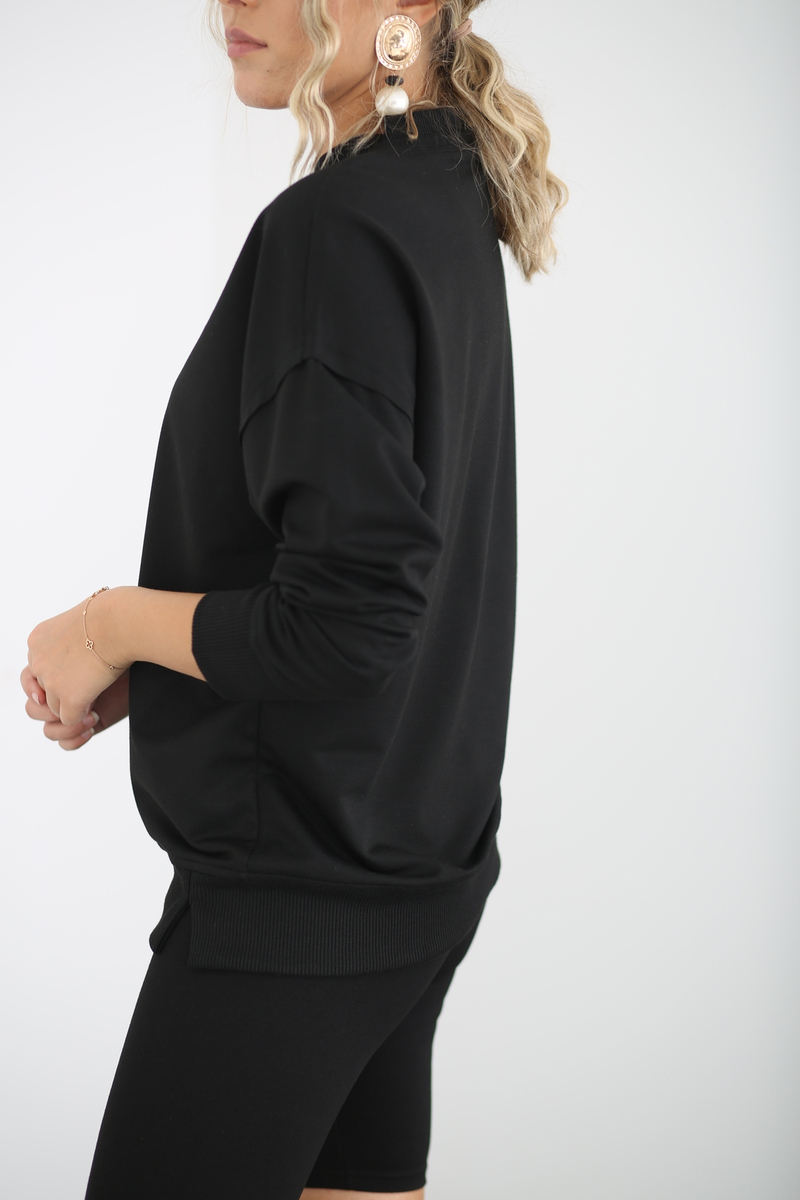 Siyah Basic Sweatshirt 