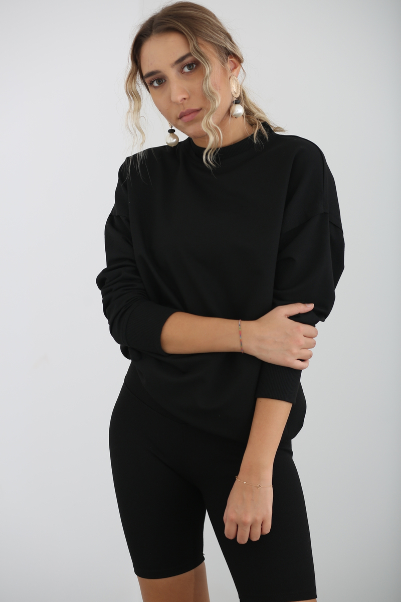 Siyah Basic Sweatshirt 