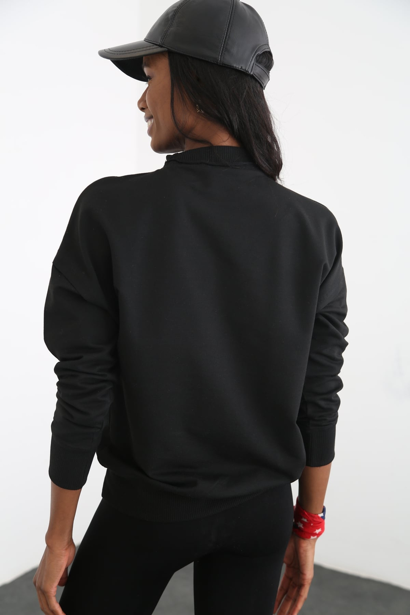 Siyah Basic Sweatshirt 9002