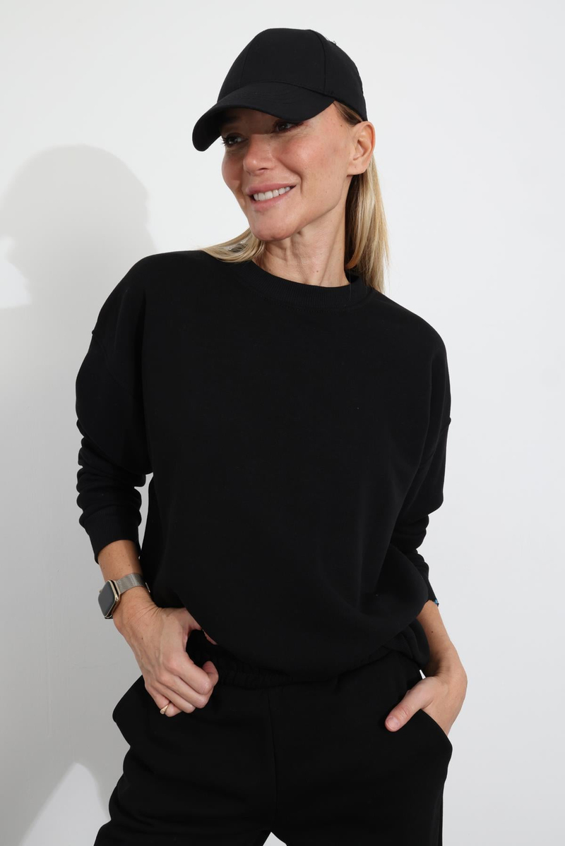 Siyah Basic Sweatshirt  Eşofman Takım 3840